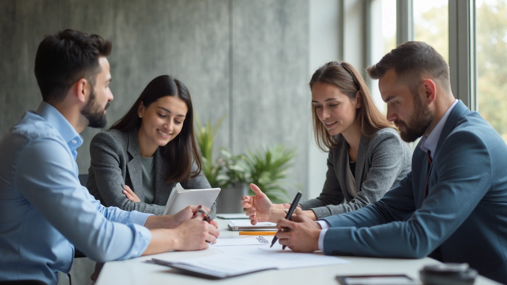 Команда на деловой встречи обсуждает проекты