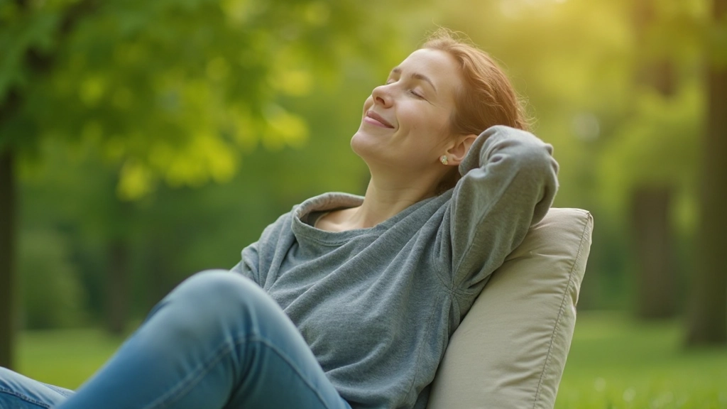 Профессиональная фотография человека, отдыхающего в природе с расслабленным выражением лица, зеленая среда, естественное освещение