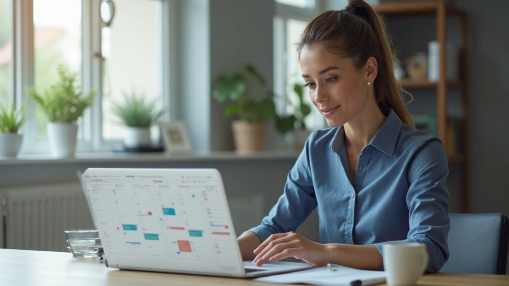 Ноутбук с календарем и расписанием на столе в офисе